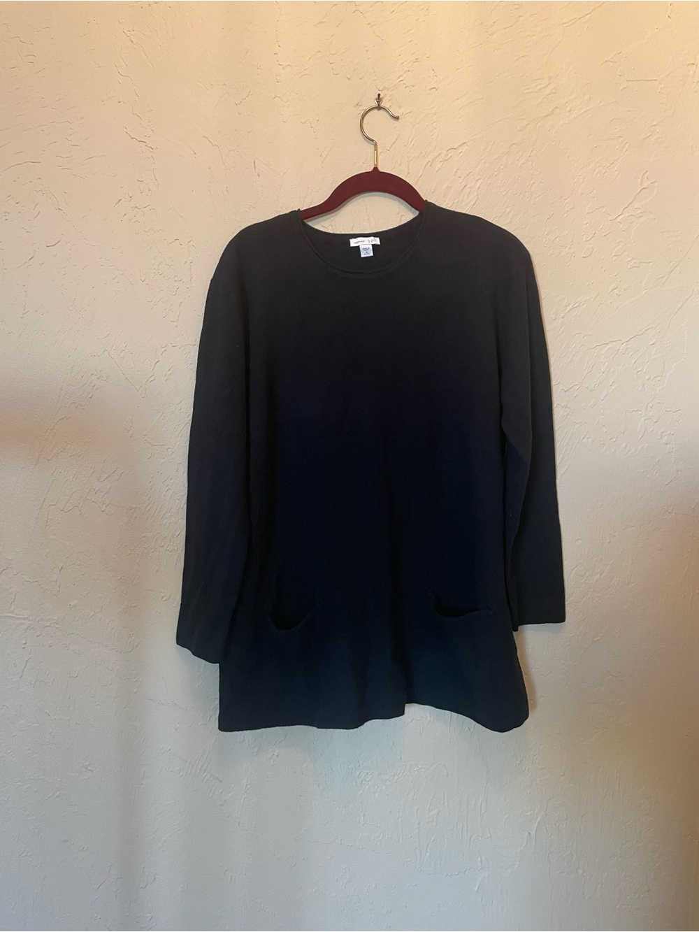 J. Jill Black Crewneck Sweater with Front Pockets